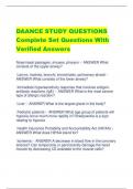 DAANCE STUDY QUESTIONS Complete Set Questions With Verified Answers