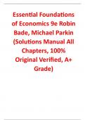 Solutions Manual With Test bank For Essential Foundations of Economics 9th Edition By Robin Bade, Michael Parkin (All Chapters, 100% Original Verified, A+ Grade)