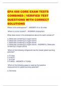 EPA 608 CORE EXAM TESTS COMBINED | VERIFIED TEST QUESTIONS WITH CORRECT SOLUTIONS