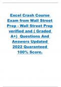 Excel Crash Course  Exam from Wall Street  Prep - Wall Street Prep verified and ( Graded  A+) Questions And  Answers Updated  2022 Quaranteed  100% Score. Rob Stewar