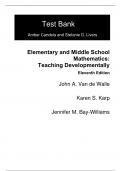 Test Bank For Elementary and Middle School Mathematics Teaching Developmentally 11th Edition By John  Van de Walle, Jennifer M. Bay-Williams, Karen  Karp (All Chapters, 100% Original Verified, A+ Grade)