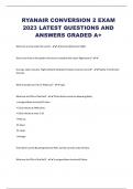 RYANAIR CONVERSION 2 EXAM  2023 LATEST QUESTIONS AND  ANSWERS GRADED A+ When do aircrew report for work? - 45 minutes before the flight How much time is allocated to Aircrew to complete their post-flight duties? - During a cabin crew pre-flight safety bri