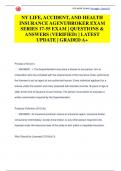 NY LIFE, ACCIDENT, AND HEALTH  INSURANCE AGENT/BROKER EXAM  SERIES 17-55 EXAM | QUESTIONS &  ANSWERS (VERIFIED) | LATEST  UPDATE | GRADED A+