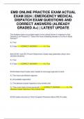 EMD ONLINE PRACTICE EXAM ACTUAL EXAM 2024 | EMERGENCY MEDICAL DISPATCH EXAM QUESTIONS AND CORRECT ANSWERS (ALREADY GRADED A+) | LATEST UPDATE