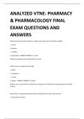 ANALYZED VTNE: PHARMACY  & PHARMACOLOGY FINAL  EXAM QUESTIONS AND  ANSWERS