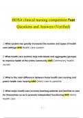 HOSA clinical nursing competition Test Questions and Answers (2024 / 2025) (Verified Answers)