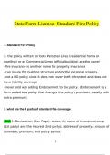 State Farm License- Standard Fire Policy Questions and Answers (2024 / 2025) (Verified Answers)