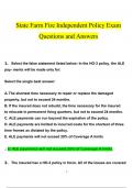 State Farm Fire Independent Policy Exam   Questions and Answers (2024 / 2025) (Verified Answers)