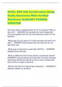 HVAC: EPA 608 Certification Study  Guide Questions With Verified  Solutions| ALREADY PASSED. UPDATED