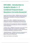 SYE 6501 - Introduction to  Analytics Weeks 1 – 7 Combined Frequent Exam  Questions Correctly Answered