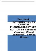 TEST BANK FOR INRODUCTION TO CLINICAL PHARMACOLOGY 10TH EDITION BY VISOVSKY.