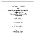 Instructor Manual For Elementary and Middle School Mathematics Teaching Developmentally 10th Edition (Global Edition) By John Van de Walle, Karen Karp (All Chapters, 100% Original Verified, A+ Grade)