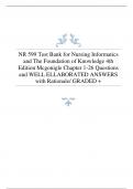 NR 599 Test Bank for Nursing Informatics  and The Foundation of Knowledge 4th  Edition Mcgonigle Chapter 1-26 Questions  and WELL ELLABORATED ANSWERS  with Rationale/ GRADED +