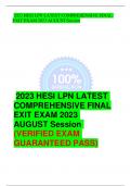 2023 HESI LPN LATEST COMPREHENSIVE FINAL EXIT EXAM 2023 AUGUST Session lOMoAR cPSD| 9993607 2023 HESI LPN LATEST COMPREHENSIVE FINAL EXIT EXAM 2023 AUGUST Session (VERIFIED EXAM GUARANTEED PASS) A newborn with apnea is being discharged from the hospital w