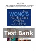 TEST BANK Wong's Nursing Care of Infants and Children (12TH) by Marilyn J. Hockenberry Complete Guide Chapter 1-34| LATEST VERSI