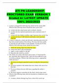 ATI PN LEADERSHIP  PROCTORED EXAM VERSION 1 Graded A+ LATEST UPDATE 100% 2022/2023 1. A nurse is assigned the following four clients for the current shift. Which of the following clients should the nurse assess first? A. A client who has a hip fracture an