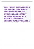 HESI PN EXIT EXAM VERSION 3 / PN Hesi Exit Exam NEWEST VERSION COMPLETE 160 QUESTIONS AND CORRECT DETAILED ANSWERS WITH RATIONALES VERIFIED ANSWERS ALREADY GRADED A+ The LPN/LVN is planning care for the a client who has fourth degree midline laceration th