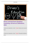 Driver's Ed FLVS Exam Questions Containing 118 terms & Definitions, 2024. Terms like;  To whom are you responsible, as a driver? - Answer: Everyone on the road and in the car  For what are you responsible, as a driver? - Answer: Driving safely and foll