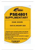 PSE4801 SUPP EXAM DUE 26 JANUARY 2024 ALL SECTIONS ANSWERED 