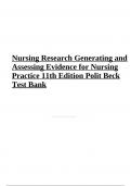 Test Bank for Nursing Research Generating and Assessing Evidence for Nursing Practice 11th Edition By Denise Polit; Cheryl Beck Chapter 1-33 Questions and Answers