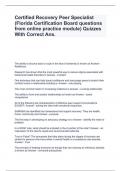 Certified Recovery Peer Specialist (Florida Certification Board questions from online practice module) Quizzes With Correct Ans.