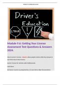 Module 9.6: Getting Your License Assessment Test Questions & Answers 2024. Terms like: Class E Learner's License - Answer: allows people to drive while they prepare to earn their Class E driver license learner's license for vehicles under 8,000 poun