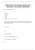 Math Praxis Percentage practice test Questions and answers 2023/2024