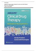 Test Bank For Abrams' Clinical Drug Therapy: Rationales for Nursing Practice 13th Edition by Geralyn Frandsen, SANDRA PENNINGTON||All Chapters||ISBN NO:10,1975222326||ISBN NO:13,978-1975222321||Complete Guide A+