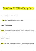 WestCoast EMT Final Study Guide Questions and Answers (2024 / 2025) (Verified Answers)