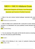 NR511 / NR 511 Midterm Exam Q & A (Latest 2024 / 2025): Differential Diagnosis & Primary Care Practicum (Verified Answers)