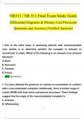 NR511 / NR 511 Final Exam Study Guide Qs & Ans (Latest 2024 / 2025): Differential Diagnosis & Primary Care Practicum (Verified 200+ Qs & Ans)