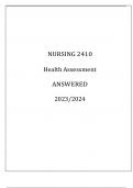 NURSING 2410 HEALTH ASSESSMENT EXAM Q & A 2024.