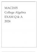 MAC2105 COLLEGE ALGEBRA EXAM Q & A 2024.