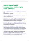 HUMAN GROWTH AND DEVELOPMENT CLEP ACTUAL EXAM | VERIFIED