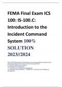 LATEST FEMA Final Exam ICS 100: IS-100.C: Introduction to the Incident Command System 100% SOLUTION 2023//2024