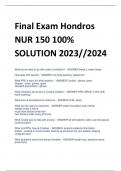 LATEST Hondros NUR 150 100% SOLUTION 2023//2024