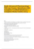 Rush Advanced Pharmacology NSG 531 Exam 1 Questions with Complete Verified Solutions ( Complete Study Guide) 2024