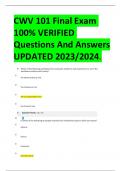 UPDATED CWV 101 Final Exam 100% VERIFIED Questions And Answers UPDATED 2023/2024