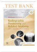 Test Bank for Bontragers Textbook of Radiographic Positioning and Related Anatomy 10th Edition by Lampignano.