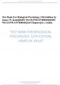 Test Bank For Biological Psychology 13th Edition by James W. Kalat||ISBN NO:10,9781337408202||ISBN NO:13,978-1337408202||All Chapters||A+, Guide.