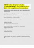 MDPD Police Dispatcher Police Complaint Officer Critical testing exam 2024 with complete verified solutions already graded A+