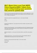 BELT (Basic Entry Level Test) MDPD Police Dispatcher9BELT (Basic Entry Level ) Critical testing exam questions and answers 2024