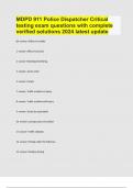 MDPD 911 Police Dispatcher Critical testing exam questions with complete verified solutions 2024 latest update already graded A+