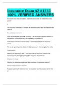 BEST ANSWERS Insurance Exam AZ #1333 100% VERIFIED ANSWERS