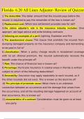 Florida Claims Adjuster Exam, 6-20 All Lines Adjuster- Florida- Review | Questions with 100% Correct Answers | Verified | Updated 2024