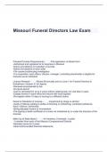 Missouri Funeral Directors Law Exam;As required for all preneed agents to be registered in Missouri