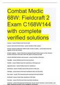 Combat Medic 68W Fieldcraft 2 Exam C168W144 with complete verified solutions