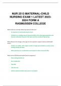 NUR 2513 MATERNAL-CHILD  NURSING EXAM 1 LATEST 2023- 2024 FORM A RASMUSSEN COLLEGE