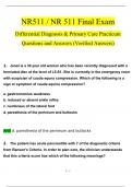 NR511 / NR 511 Final Exam: Differential Diagnosis & Primary Care Practicum Questions and Answers (2024 / 2025) (Verified Answers)