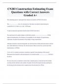 CN283 Construction Estimating Exam Questions with Correct Answers  Graded A+ 